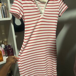 H&M Divided Red and White Striped Top